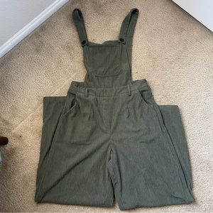 Cider Olive Corduroy Jumpsuit/Overalls Wide Leg